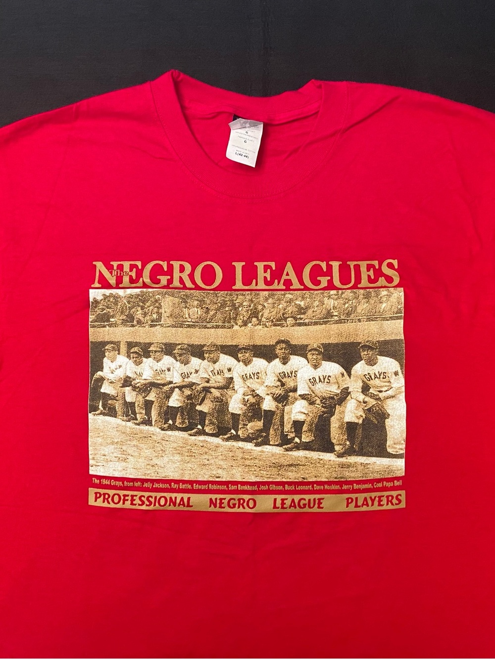 Negro Leagues Vintage Graphic Tee - Red with Gold Print